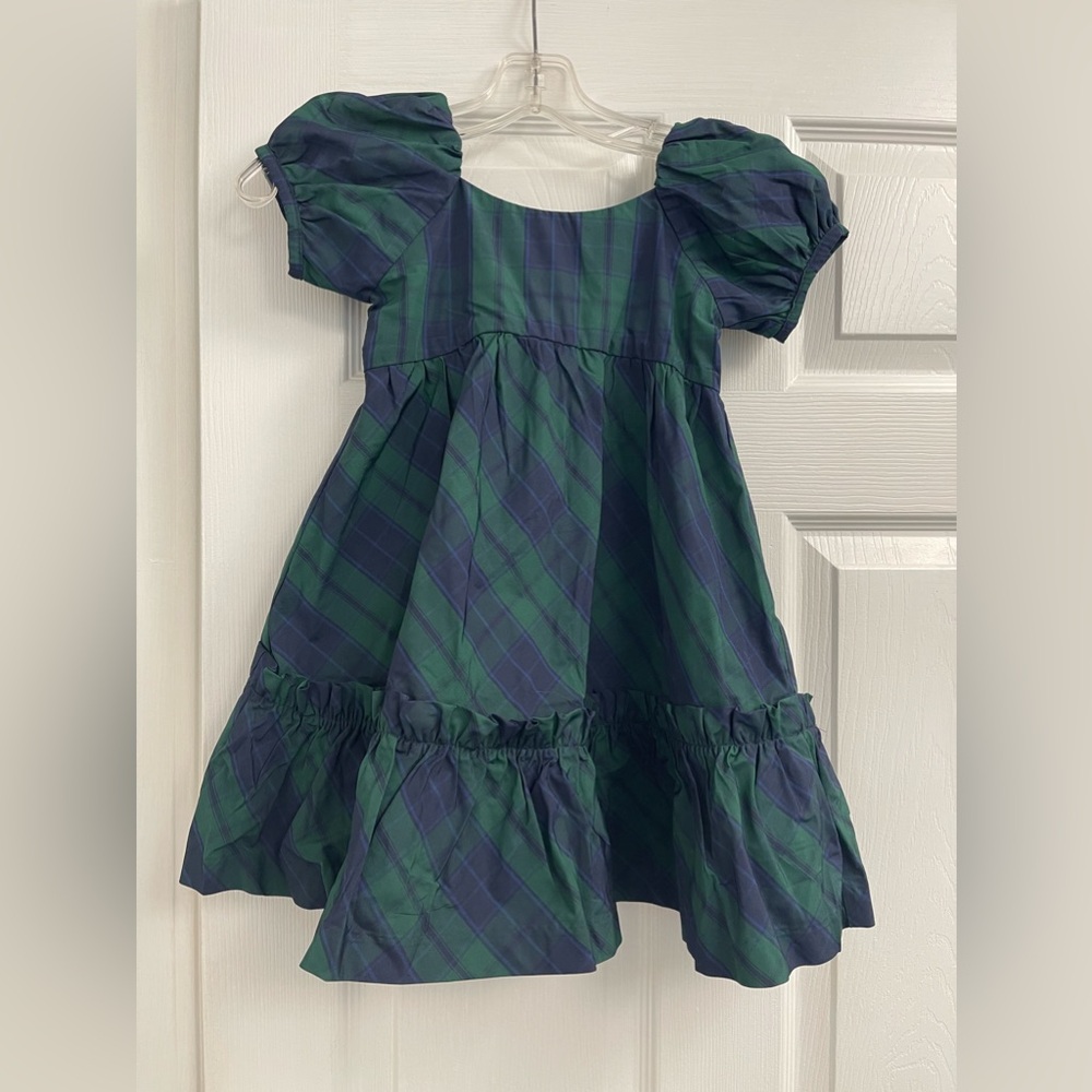 NWT Janie and Jack HOLIDAY Green/Navy Plaid Dress Size 5 Christmas